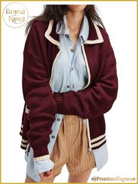 CHARTOU Women's Zip Up Knit Cardigan Slouchy Oversized Sweater Coat